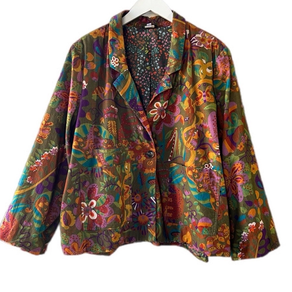 Nwot Ivy Jane Printed Corduroy Blazer XL
